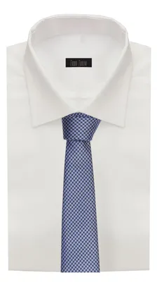 Produktbild von Fabio Farini - 1 Stück karierte Herren Schlips - Krawatte in 6cm oder 8cm Breite Breit (8cm), Dunkelblau/Hellblau/Grau