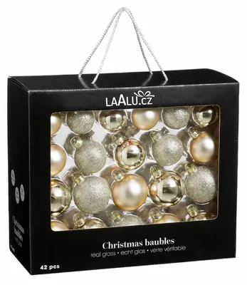 Produktbild von Weihnachtskugel-Set, champagner, 42 Stück, 7 cm, Glas