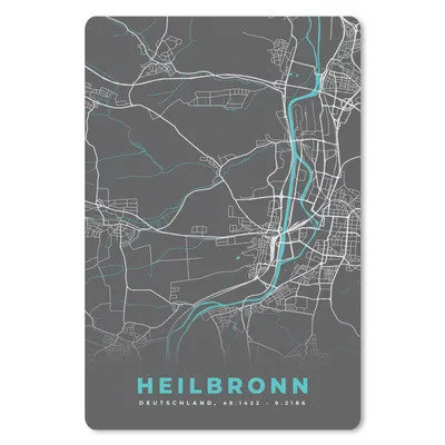 Produktbild von MuchoWow® Mauspad Mousepad Karte - Heilbronn - Blau - Stadtplan - Deutschland 18x27 cm - Mousepads - Maus Mat - Pad - Mausunterlage