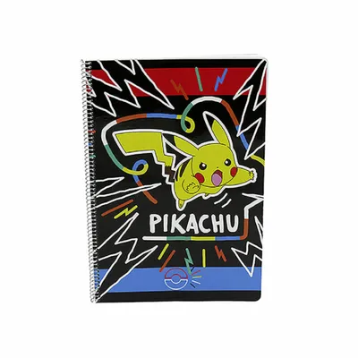 Zdjęcie produktu dla CyP Brands Notatnik Pokémon, rozmiar folio, kratka, 4 x 4 mm, Pikachu, przybory szkolne, wielokolorowy, oficjalny produkt