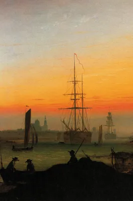 Produktbild von Caspar David Friedrich Kunstdruck Bild - Greifswalder Hafen, 1815-1816 (120 x 80 cm)