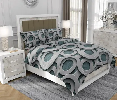 Immagine prodotto di Biancheria da letto 200x220 cm + 2x70x80 cm, set 3 pezzi, 100% cotone, cerniera, Geometrico, azzurro cielo - SOVIO | So.0193