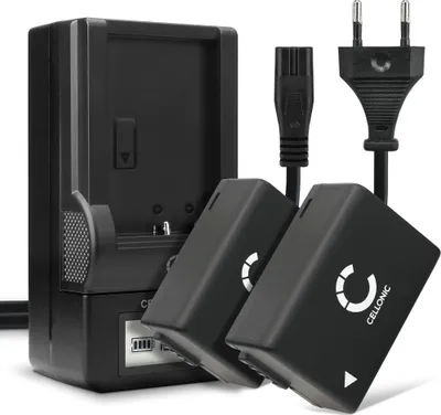 Produktbild von CELLONIC 2x Akku für Kamera Kompatibel mit Panasonic Lumix DC-FZ82, Lumix DMC-FZ72, Lumix DMC-FZ150, DMW-BMB9 - (800mAh, 7.4V) + Ladegerät
