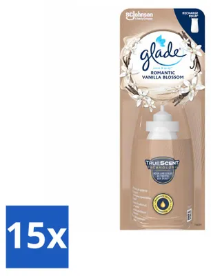 Imagen del producto de 15 unidades de recambios Glade Sense & Spray, aroma Romantic Vainilla, 18 ml cada uno. Paquete económico