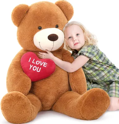 Teddy mit Herz, 120 cm, braun, kuscheliges Plüschtier