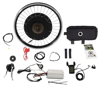 Obrázek produktu pro Sada pro přestavbu na elektrokolo, výkon 500 W, rychlost 33–35 km/h, kompatibilní s 20palcovými koly, hliníkové a ocelové komponenty, včetně LCD displeje