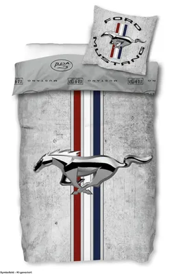 Produktbild von SkyBrands Ford Mustang Bettwäsche 135x200 80x80 Baumwolle Vintage Grau Rot