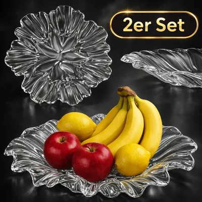 Produktbild von 2 x Glas Schale Obstschale Salatschale Schüssel Snackschale Glasschüssel 32cm