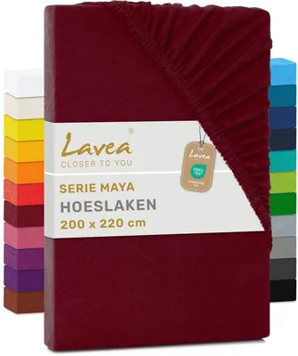 Produktbild von Lavea Spannbettlaken Jersey Baumwolle Bordeaux 200x220cm