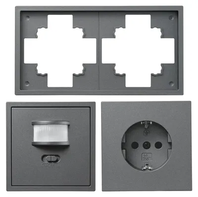 Produktbild von Schalter und Steckdosen Set McPower Shallow PIR anthrazit 3-teilig