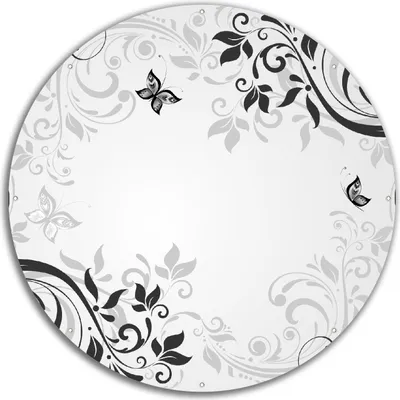 Produktbild von Wallario rundes Outdoor-Poster für Garten oder Balkon, Motiv Schnörkelmuster mit Schmetterlingen, 60 cm Durchmesser