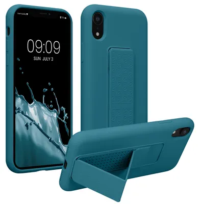 Produktbild von kwmobile Handyhülle für Apple iPhone XR Hülle - TPU Silikon Case mit Fingerhalter und Stand - Schutzhülle Cover in Petrol matt