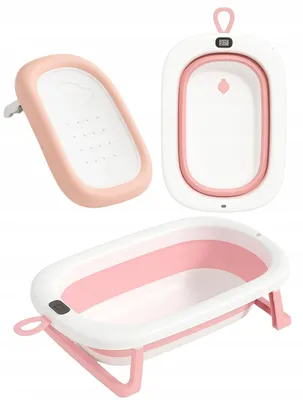 Immagine prodotto di Ekspand | Vaschetta per il bagnetto Olaf - Rosa - 85 cm x 47 cm x 21,5 cm - Pieghevole - Termometro da bagno