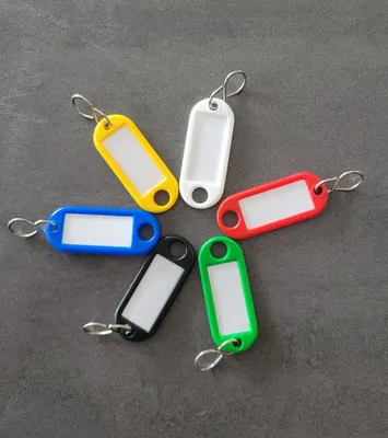 Produktbild von Schlüsselanhänger 6er Set – Bunt, mit Beschriftungsfeld, Schlüsselringe