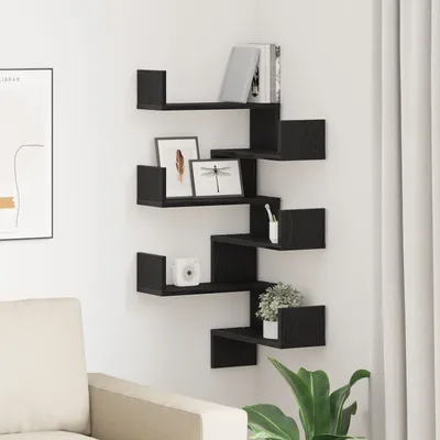 Produktbild von Wandregale 2 Stk. Schwarz Eiche 40x40x49,5 cm Holzwerkstoff, Wandregale DesignMöbel Neu