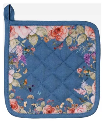 Produktbild von Topflappen Blumen blau 20x20cm Baumwolle