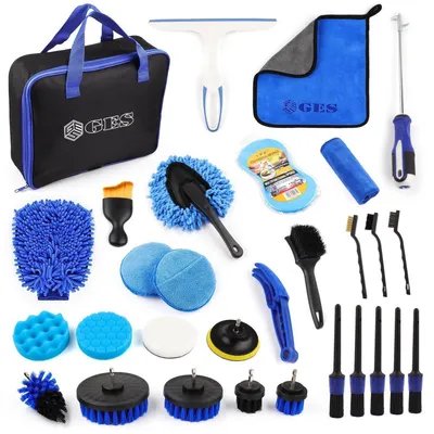 Productafbeelding van 30-delige autoonderhoudsset, blauw, voor binnen- en buitenreiniging
