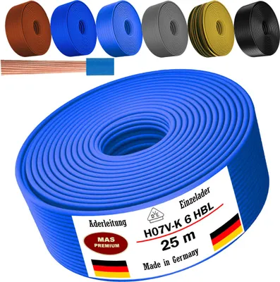 Produktbild von 25m Aderleitung H07 V-K HBL 1x6 mm² Hellblau Einzelader flexibel