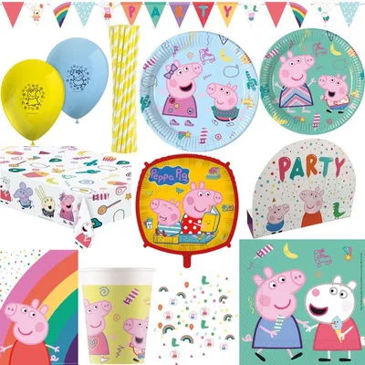 Produktbild von Partyset Peppa Wutz Geburtstag Deko Kindergeburtstag Party Set