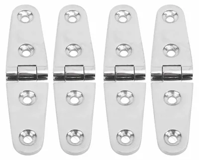 Image de Lot de 4 charnières pour trappe de bateau en acier inoxydable 316, résistantes à la rouille et robustes, pour yacht, 103 x 27 mm / 4,1 x 1,1 pouces
