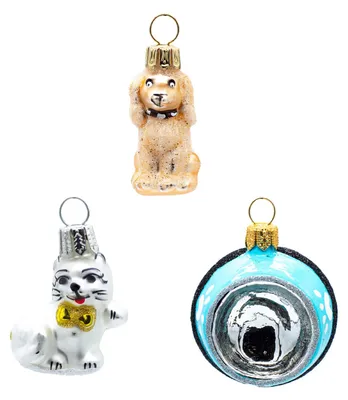 Weihnachtskugel, mundgeblasen, handbemalt, 4 cm, 3er-Set