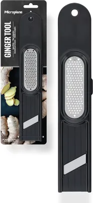 Produktbild von Microplane - Ingwer-Reibe 3 in 1 - Schwarz, Flache Reibe, Schwarz, Hängeschlaufe, 100 mm, 15 mm, 310 mm