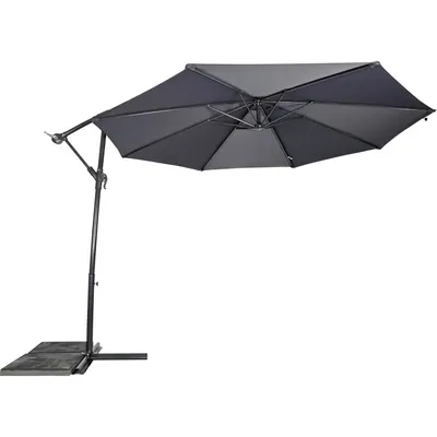 Produktbild von Lesli Living Ampelschirm + Kreuzfuß-Ständer "Gemini Grey" Grau ø300cm