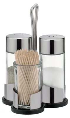 Menage-Set mit Salz- und Pfefferstreuer & Zahnstocherhalter