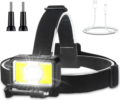 Zdjęcie produktu dla Avaspot DE08, latarka czołowa LED z zasilaniem USB i akumulatorem, wodoodporna, idealna na kemping/wędkowanie/bieganie/czytanie/pracę