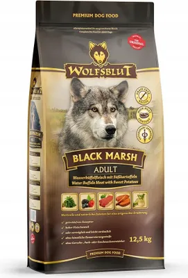 Productafbeelding van Wolfsblut Adult Black Marsh, Volwassen dier, Geschikt voor alle rassen, Rundvlees, 12,5 kg, Glutenvrij