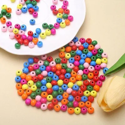 Produktbild von Holzperlen 1000 Stück - Bunte Bastelperlen 8mm