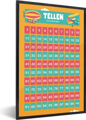 Produktbild von MuchoWow® MuchoWow® Gerahmtes Poster Kinderzimmer - Zählen - Lernen - Jungen - Mädchen - Kinder - Orange - Kinder 20x30 cm - Poster mit zchwarzem Bilderrahmen - Drucken - Bilder Poster im Rahmen