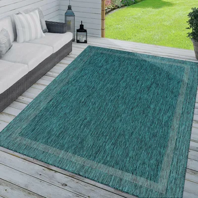 Produktbild von TT Home In-& Outdoorteppich Wetterfest Terrasse Küche Modern Mit Umrandung Unifarben Größe 80x150 cm