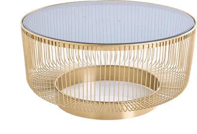 Produktbild von riess-ambiente Runder Couchtisch VARIATION 80cm gold Metallgestell Schwarzglas Beistelltisch Tisch