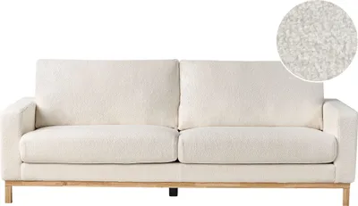 Produktbild von BELIANI 3-Sitzer Sofa Weiß Bouclé-Stoffbezug mit Breiten Hohen Armlehnen Hohe Rückenlehne Diecke Sitzkissen Modern Wohnzimmer Polstersofa Stoffsofa