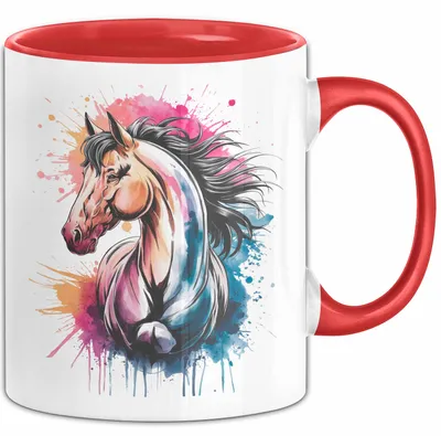 Produktbild von Pferde Tierliebhaber Tasse Geschenk Lustige Geschenkidee Spruch (Rot)