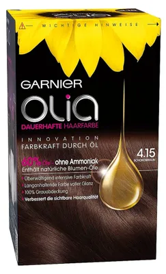 Produktbild von Garnier Olia 4,15 Dunkelbraun Haarfarbe - Intensives Farbergebnis für natürliche Schönheit