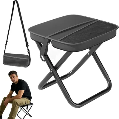 Obrázok produktu pre Skladacia stolička 28x26x26 cm, nosnosť 150 kg, čierna, pre kempovanie