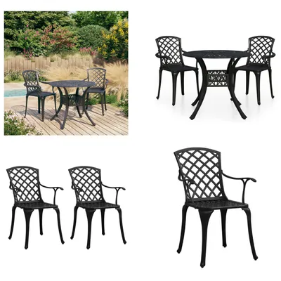 Immagine prodotto di vidaXL 3 pezzi. Set da bistrot in alluminio fuso nero - Set da bistrot - Set da bistrot - Set da bistrot - Set da bistrot - Set da bistrot