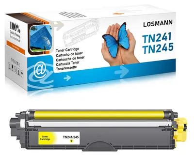Image de Cartouche de toner jaune LOSMANN, compatible avec les modèles Brother TN-241 TN-245, pour les imprimantes Brother HL-3150CDN, HL-3150CDW, HL-3152CDW, HL-3170CDW, HL-3172CDW, ainsi que les modèles MFC-9130CW, MFC-9140CDN, MFC-9142CDN, MFC-9330CDW, MFC-9332CDW, MFC-9340CDW