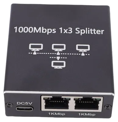Zdjęcie produktu dla Rozgałęźnik Gigabit Ethernet 1 do 3 – szybki rozgałęźnik sieciowy 1000 Mb/s z adapterem RJ45