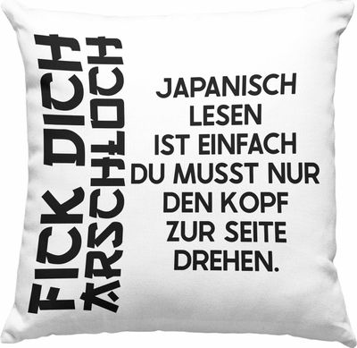 Trendation - Anime Deko-Kissen mit Füllung 40x40 Geschenk Spruch  Deko-Kissen mit Füllung 40x40 Geschenke Deko Japanisch Japan Japaner (Rosa)