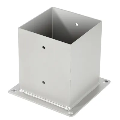Obrázok produktu pre Skrutkovacia objímka pre štvorcový drevený stĺpik strieborná 120x120mm