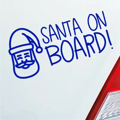 Produktbild von Auto Aufkleber Santa on Board! Weihnachten Christmas Advent XMAS 19x9,5 cm Dunkelblau Sticker Heckscheibenaufkleber