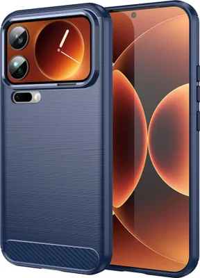 Immagine prodotto di Custodia in TPU per Xiaomi 17 Pro Max con design in fibra di carbonio e texture protettiva blu