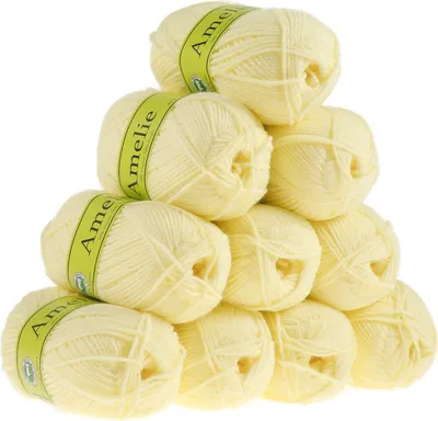 Produktbild von 500g Strickgarn AMELIE Strick-Wolle Handstrickgarn Baby Kinder waschbar, Farbe:pastellgelb