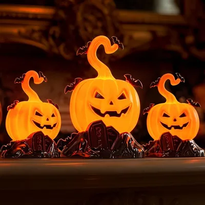 Produktbild von 3 Stück Halloween Kürbis Deko Innen Outdoor, Herbstdeko Innen Outdoor