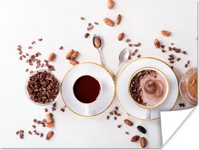 Produktbild von MuchoWow® Poster Kaffee - Kaffeebohnen - Schokolade 120x90 cm - Wandbild