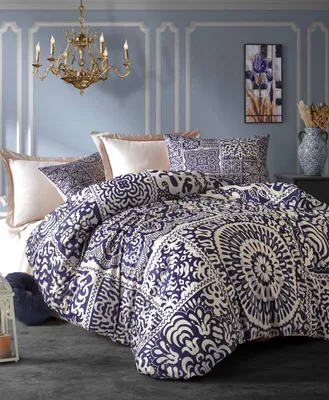 Image de L'Essentiel Linge de Maison, 484, King-Size-Bettbezug-Set (FR), Dunkelblau, 100 % POLYESTER-MICROSATIN, 240 x 220 cm