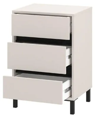 Produktbild von Dmora Nachttisch Combarren 48x40x71h cm Weiß, ein Regal 3 Schubladen
